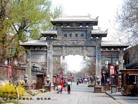 仿古石头大门门楼设计制作_农村单门古典牌楼效果图_六柱五门牌坊图片