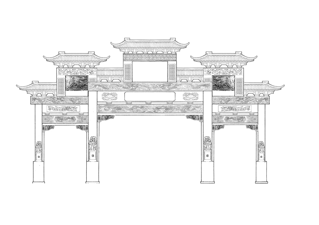 石牌坊斗拱设计图纸